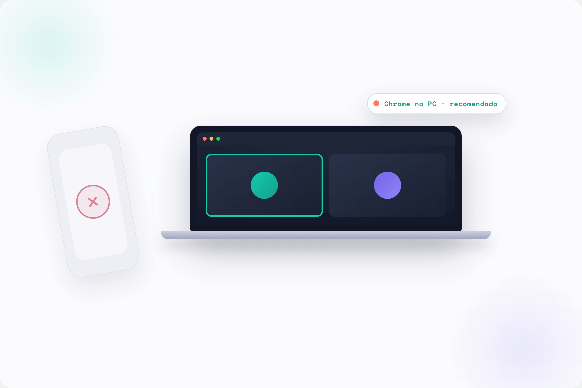 Celular sem suporte à gravação e um computador com Chrome como o caminho recomendado para gravar o Meet